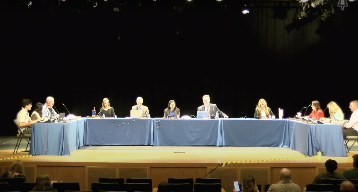 The BOE at the start of the meeting at Pascack Valley High School. 